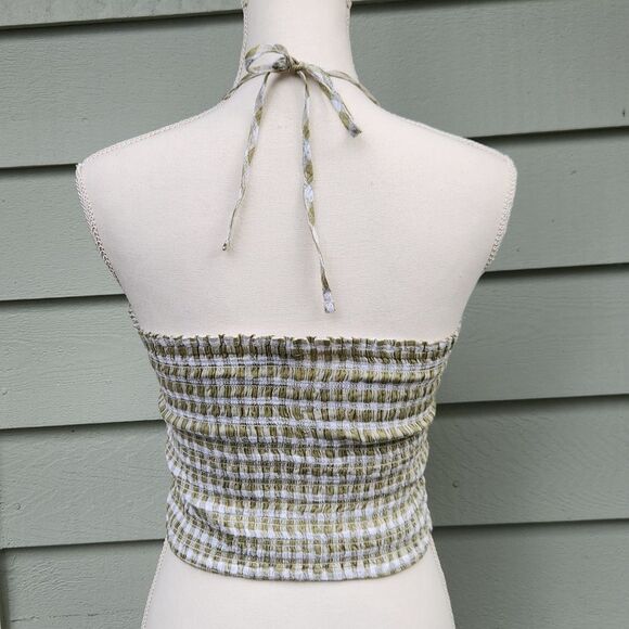 American Eagle Green Gingham Halter Top - Picture 5 of 6